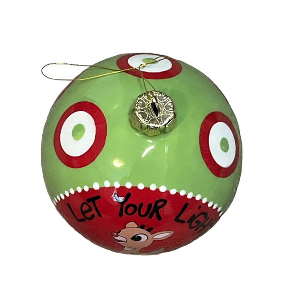 CHRISTMAS Ball Ceramic 4" 'Let Your Light Shine' Rudolph the Red Nosed Reindeer - Picture 6 of 8